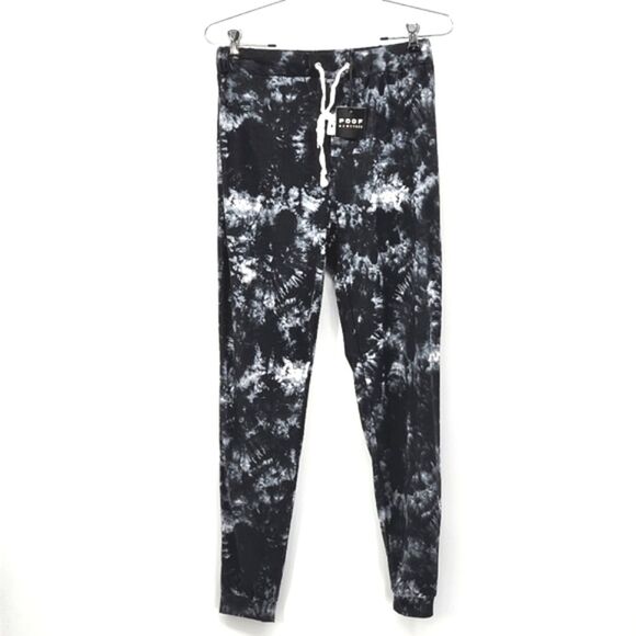 Poof Stretch Jogger Pants Tie Dye Print Women's Small Black, Grey & White - Picture 1 of 8